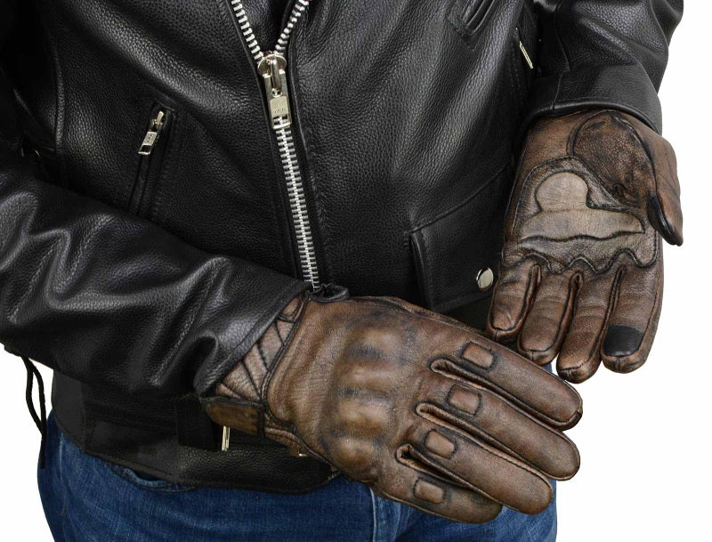 Milwaukee Leather MG7514 Men's Brown Leather with Gel Palm Motorcycle Gloves W/Protective Knuckle - Large - Image 5